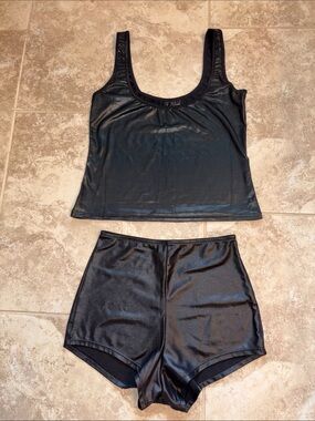 Lounge Tank & High-Waist Shorts Set – Black Intimates Faux Leather